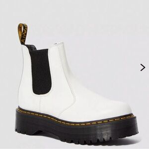 Dr. Martens White Smooth Leather Platform Chelsea Boots